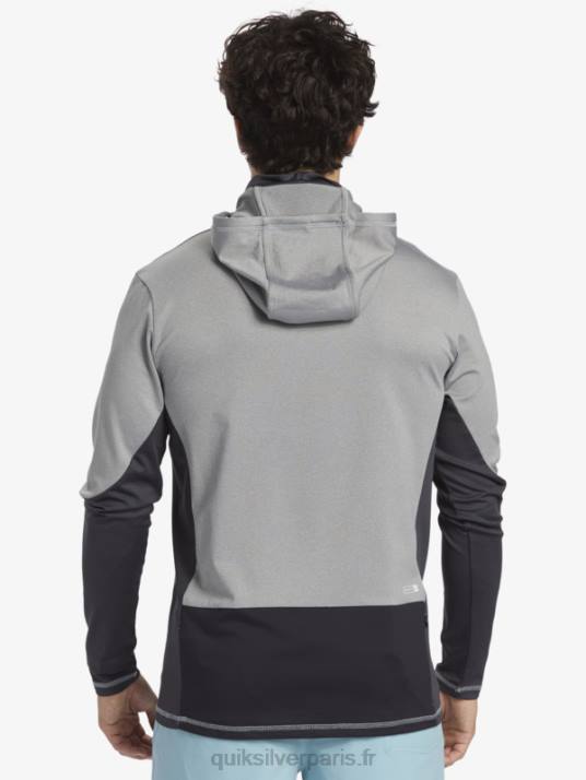 Hommes Quiksilver waterman angler hooded upf 50 t-shirt de surf à manches longues D6PT832 Peau de requin