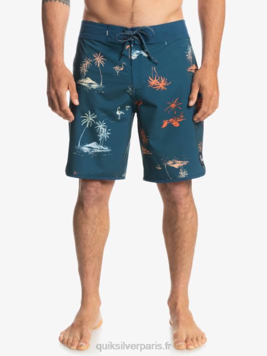 Hommes Quiksilver boardshort festonné 19 en soie de surf D6PT1492 bleu majolique