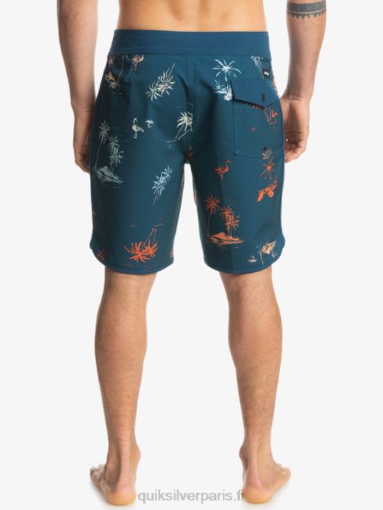 Hommes Quiksilver boardshort festonné 19 en soie de surf D6PT1492 bleu majolique