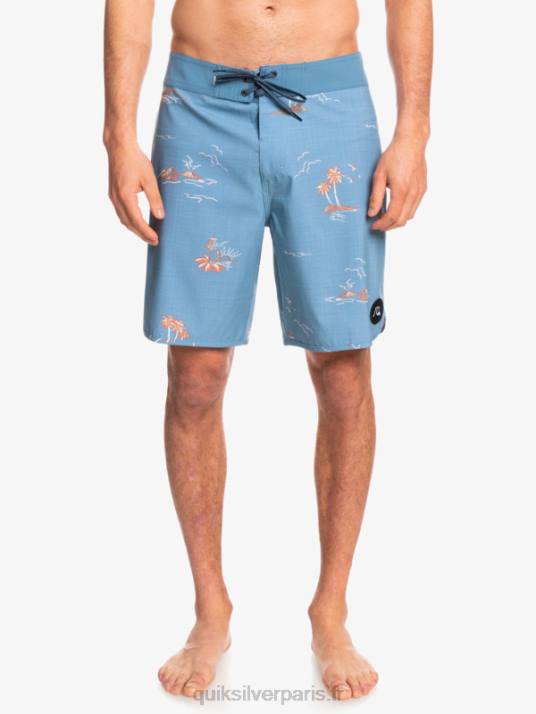 Hommes Quiksilver boardshort festonné 19 en soie de surf D6PT1498 capitaines bleu