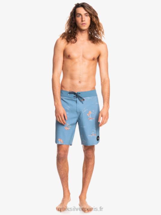 Hommes Quiksilver boardshort festonné 19 en soie de surf D6PT1498 capitaines bleu