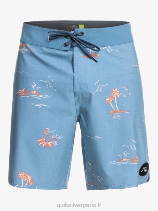 Hommes Quiksilver boardshort festonné 19 en soie de surf D6PT1498 capitaines bleu