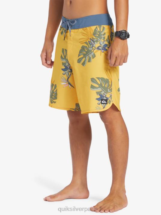 Hommes Quiksilver boardshort festonné 19 en soie de surf D6PT214 Jaune d\'œuf