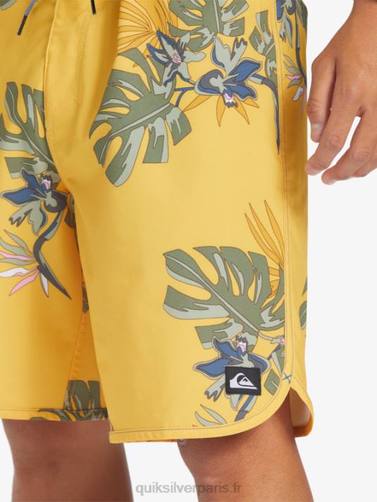 Hommes Quiksilver boardshort festonné 19 en soie de surf D6PT214 Jaune d\'œuf