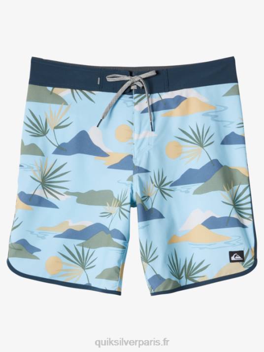 Hommes Quiksilver boardshort festonné 19 en soie de surf D6PT218 bleu ciel