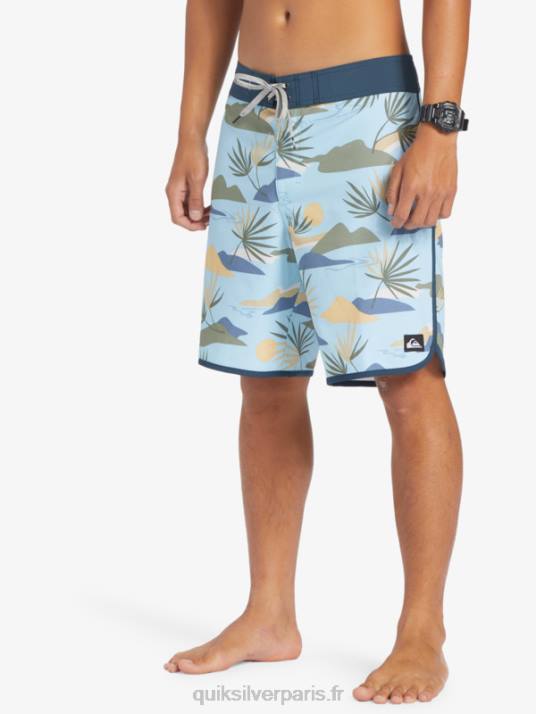 Hommes Quiksilver boardshort festonné 19 en soie de surf D6PT218 bleu ciel