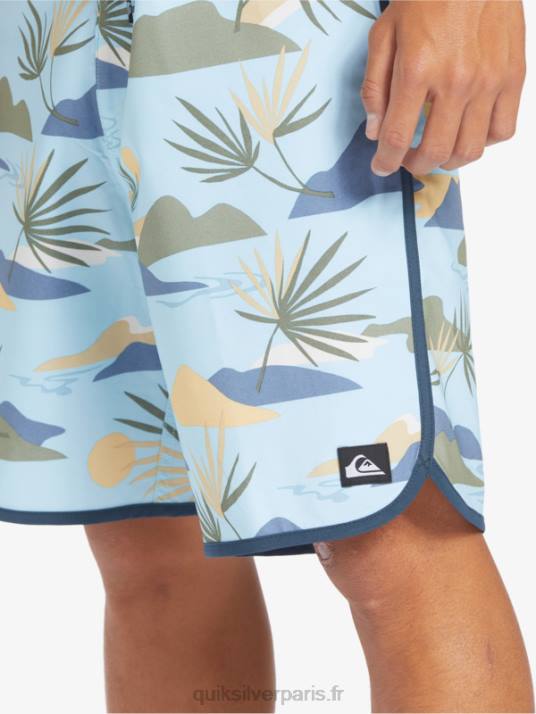 Hommes Quiksilver boardshort festonné 19 en soie de surf D6PT218 bleu ciel