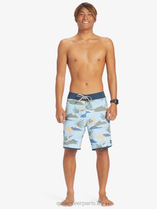 Hommes Quiksilver boardshort festonné 19 en soie de surf D6PT218 bleu ciel