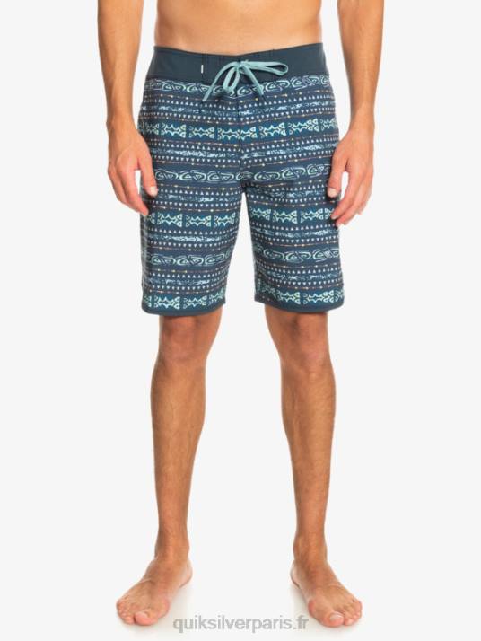 Hommes Quiksilver boardshort festonné 19 en soie de surf D6PT221 La marine de minuit
