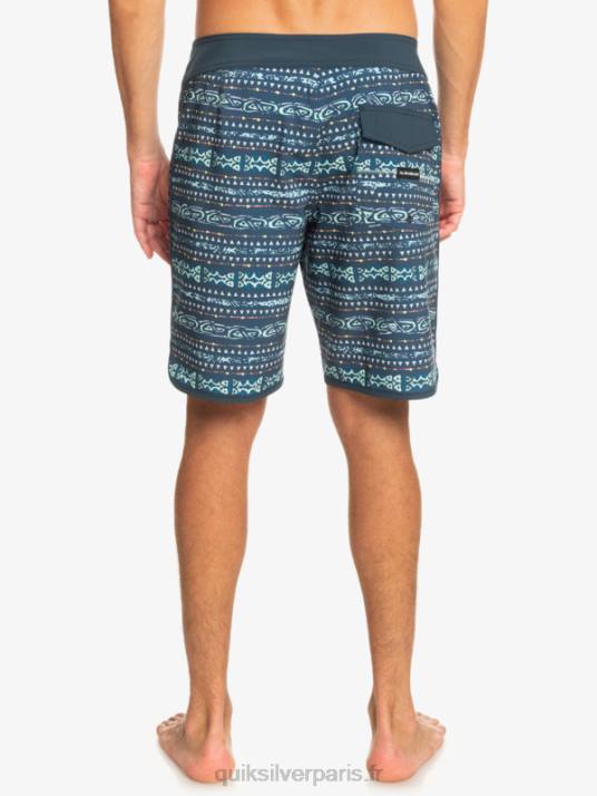 Hommes Quiksilver boardshort festonné 19 en soie de surf D6PT221 La marine de minuit