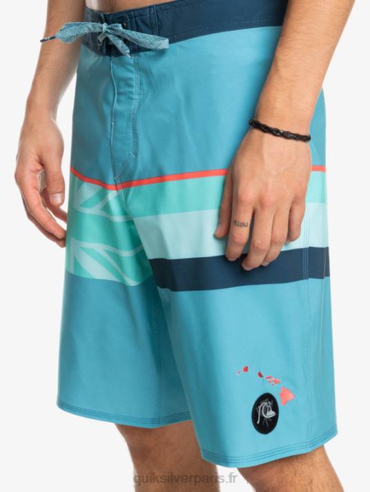 Hommes Quiksilver boardshort surfsilk à rayures délavées 20 D6PT1604 bleu delph
