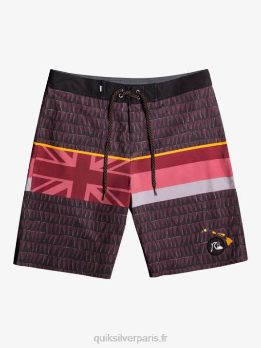 Hommes Quiksilver boardshort surfsilk à rayures délavées 20 D6PT1605 vin rubis