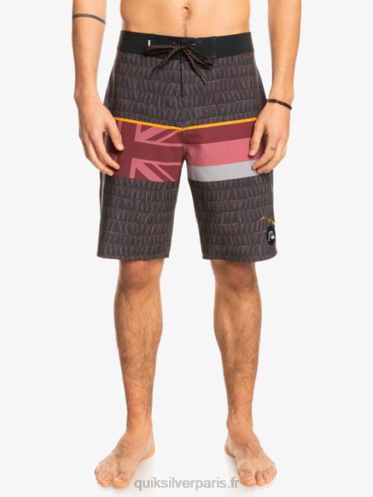 Hommes Quiksilver boardshort surfsilk à rayures délavées 20 D6PT1605 vin rubis