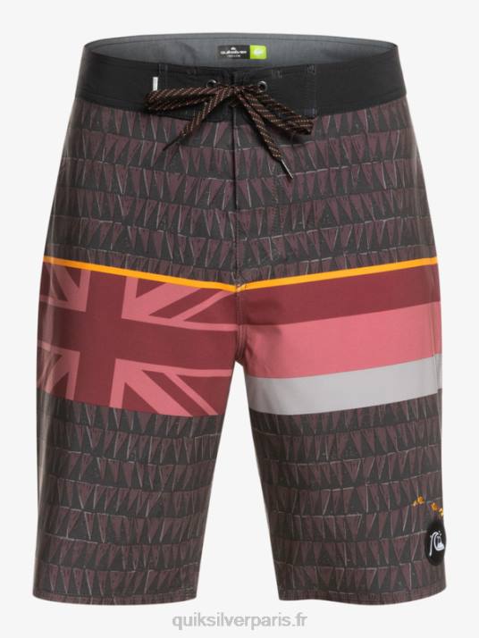 Hommes Quiksilver boardshort surfsilk à rayures délavées 20 D6PT1605 vin rubis