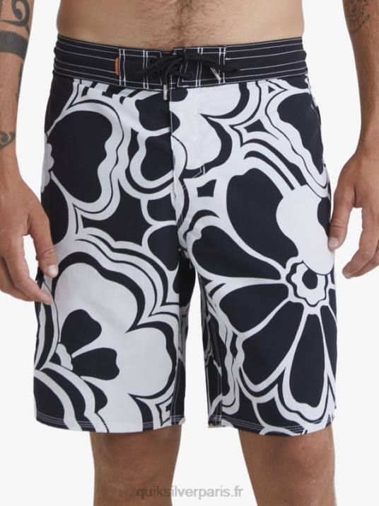 Hommes Quiksilver short de bain 19 imprimé waterman throwback D6PT1436 retour noir