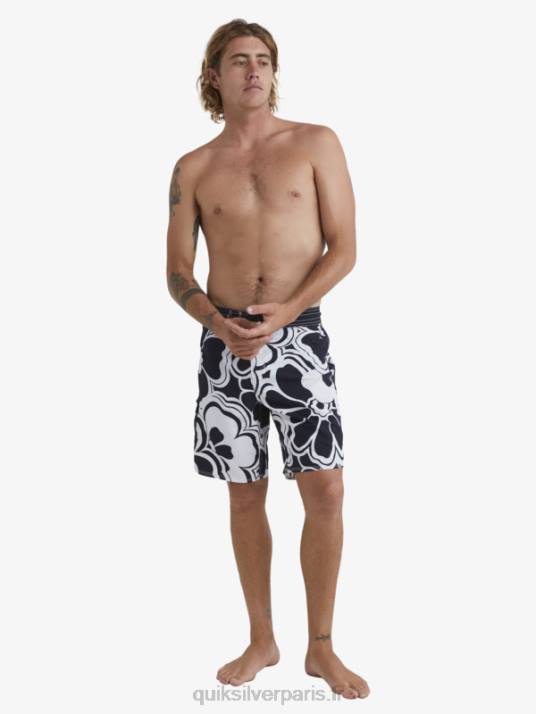 Hommes Quiksilver short de bain 19 imprimé waterman throwback D6PT1436 retour noir