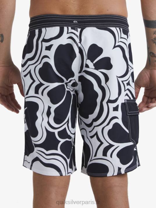 Hommes Quiksilver short de bain 19 imprimé waterman throwback D6PT1436 retour noir