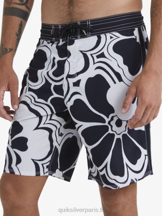 Hommes Quiksilver short de bain 19 imprimé waterman throwback D6PT1436 retour noir