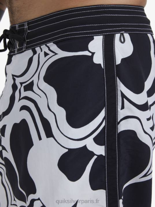 Hommes Quiksilver short de bain 19 imprimé waterman throwback D6PT1436 retour noir
