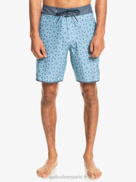 Hommes Quiksilver short de bain en chanvre stretch festonné 19 D6PT1741 verre bleu
