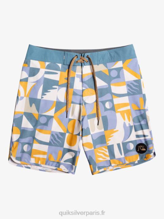 Hommes Quiksilver short de bain en chanvre stretch festonné 19 D6PT1743 bleu ashley