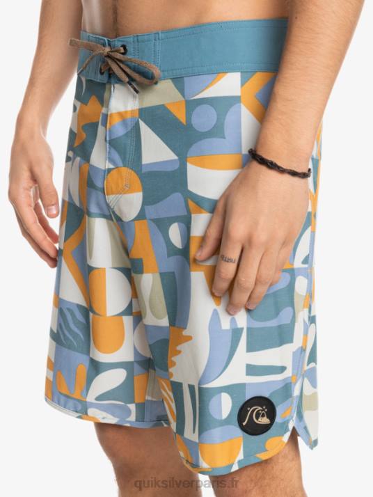 Hommes Quiksilver short de bain en chanvre stretch festonné 19 D6PT1743 bleu ashley