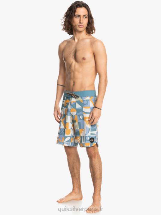 Hommes Quiksilver short de bain en chanvre stretch festonné 19 D6PT1743 bleu ashley