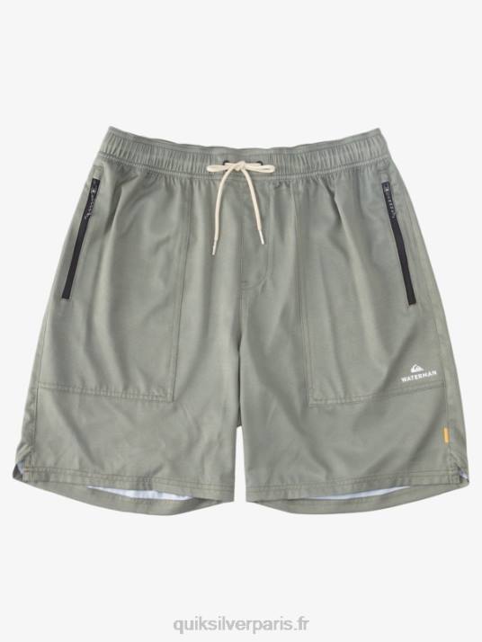Hommes Quiksilver short de bain waterman scout zipper amphibian 20 D6PT1325 olive poussiéreuse