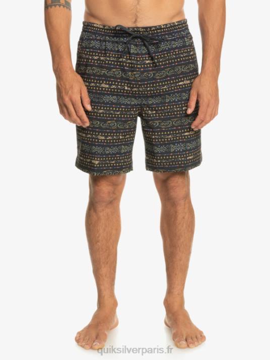 Hommes Quiksilver taxer print 18 short de bain amphibie D6PT102 noir