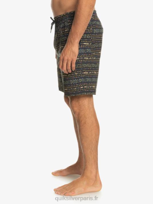Hommes Quiksilver taxer print 18 short de bain amphibie D6PT102 noir