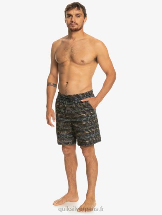 Hommes Quiksilver taxer print 18 short de bain amphibie D6PT102 noir