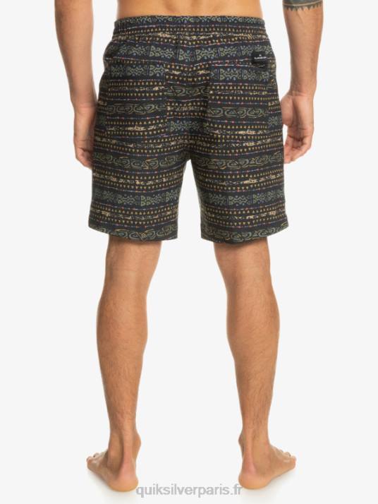 Hommes Quiksilver taxer print 18 short de bain amphibie D6PT102 noir
