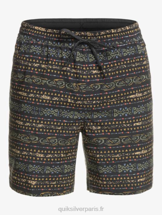 Hommes Quiksilver taxer print 18 short de bain amphibie D6PT102 noir