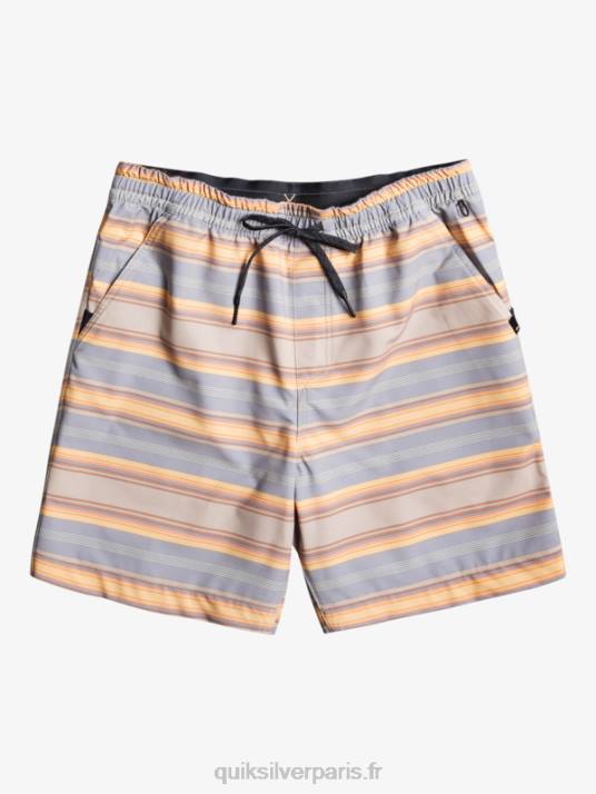 Hommes Quiksilver taxer print 18 short de bain amphibie D6PT104 plaza taupe surf days stripe