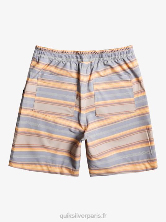 Hommes Quiksilver taxer print 18 short de bain amphibie D6PT104 plaza taupe surf days stripe