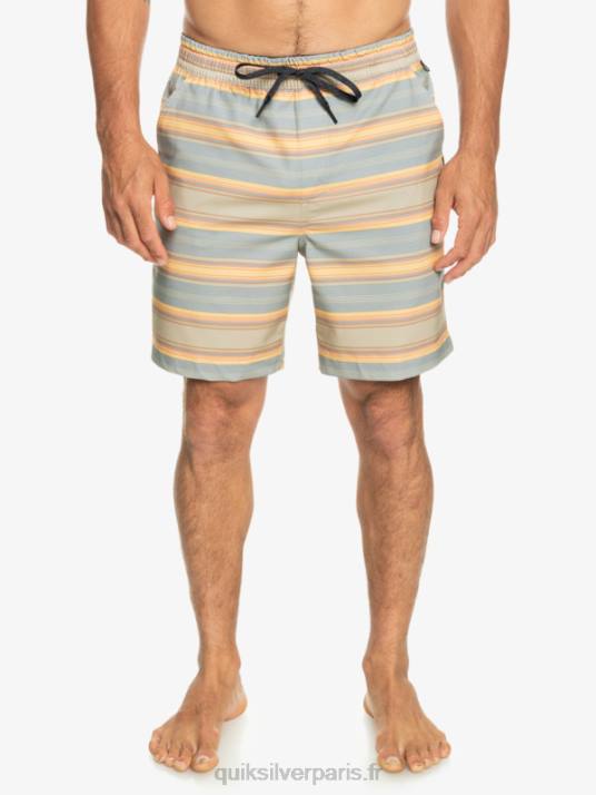Hommes Quiksilver taxer print 18 short de bain amphibie D6PT104 plaza taupe surf days stripe
