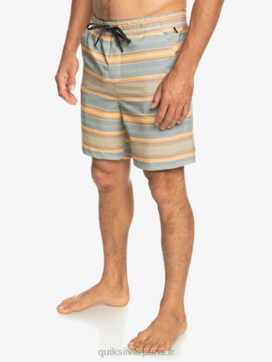 Hommes Quiksilver taxer print 18 short de bain amphibie D6PT104 plaza taupe surf days stripe
