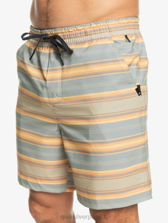 Hommes Quiksilver taxer print 18 short de bain amphibie D6PT104 plaza taupe surf days stripe