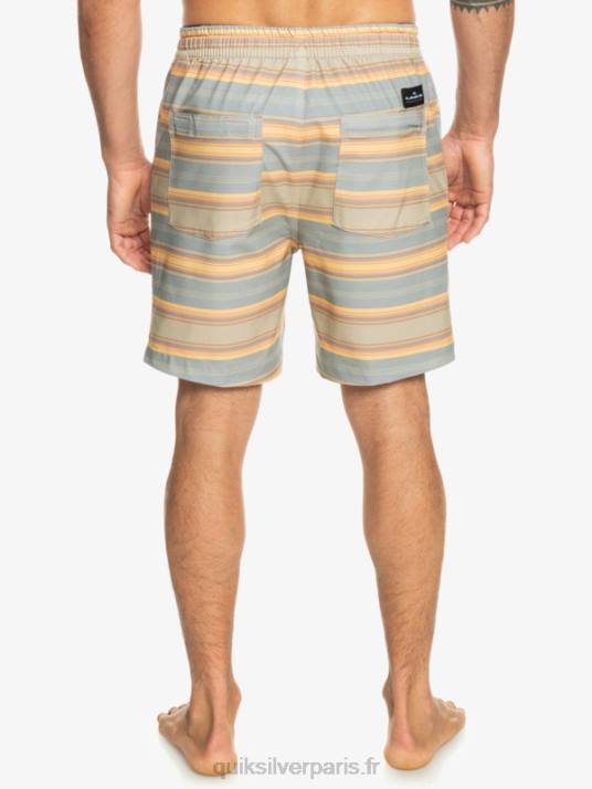 Hommes Quiksilver taxer print 18 short de bain amphibie D6PT104 plaza taupe surf days stripe