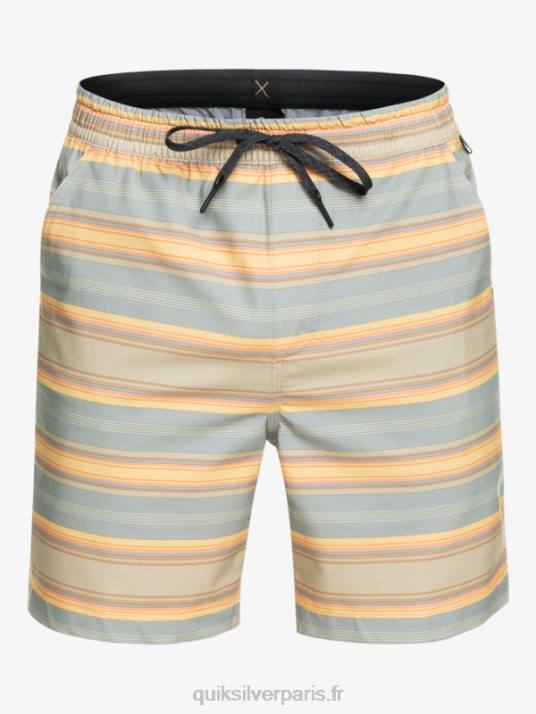 Hommes Quiksilver taxer print 18 short de bain amphibie D6PT104 plaza taupe surf days stripe