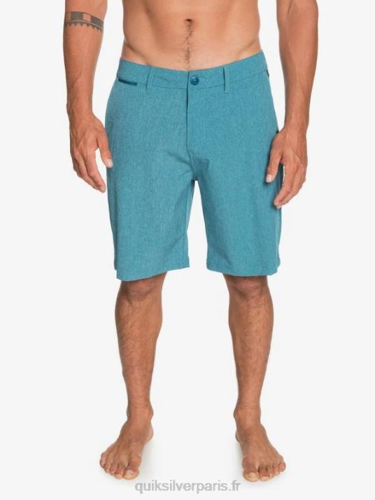 Hommes Quiksilver union heather amphibian 20 short hybride D6PT1588 corail bleu
