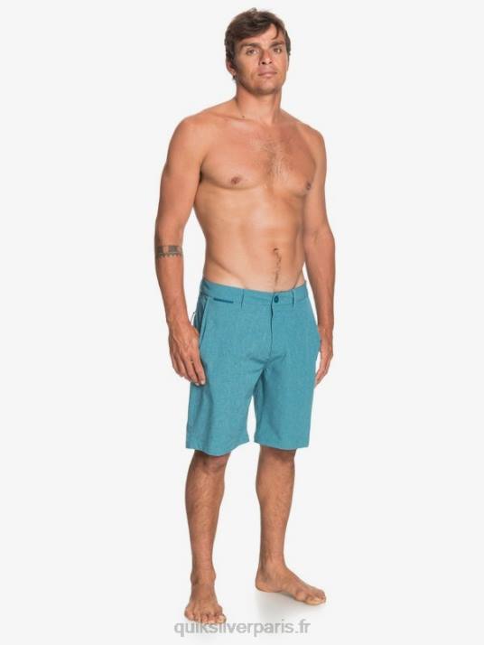 Hommes Quiksilver union heather amphibian 20 short hybride D6PT1588 corail bleu