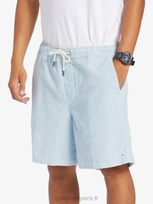 Hommes Quiksilver short en velours côtelé taxer D6PT361 bleu céleste