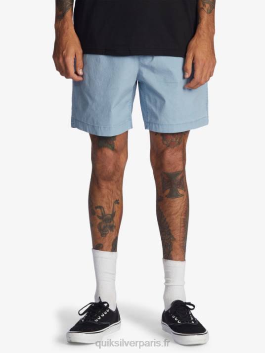 Hommes Quiksilver taxer 17 short taille élastique D6PT1379 jean délavé