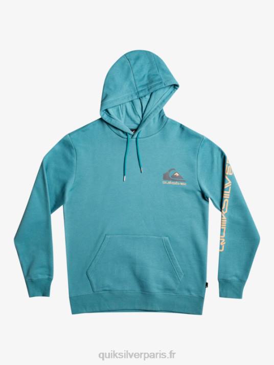Hommes Quiksilver pull à capuche en polaire avec logo omni D6PT1030 bleu de bretagne