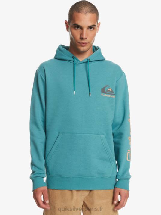 Hommes Quiksilver pull à capuche en polaire avec logo omni D6PT1030 bleu de bretagne