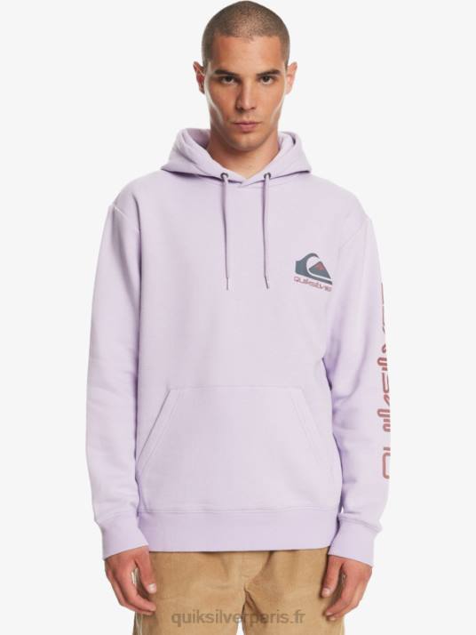 Hommes Quiksilver pull à capuche en polaire avec logo omni D6PT1031 lilas pastel