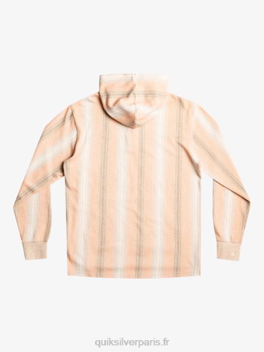Hommes Quiksilver sweat à capuche baja henley D6PT1097 rayure baja praliné