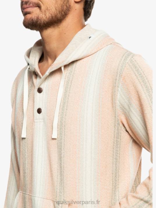 Hommes Quiksilver sweat à capuche baja henley D6PT1097 rayure baja praliné