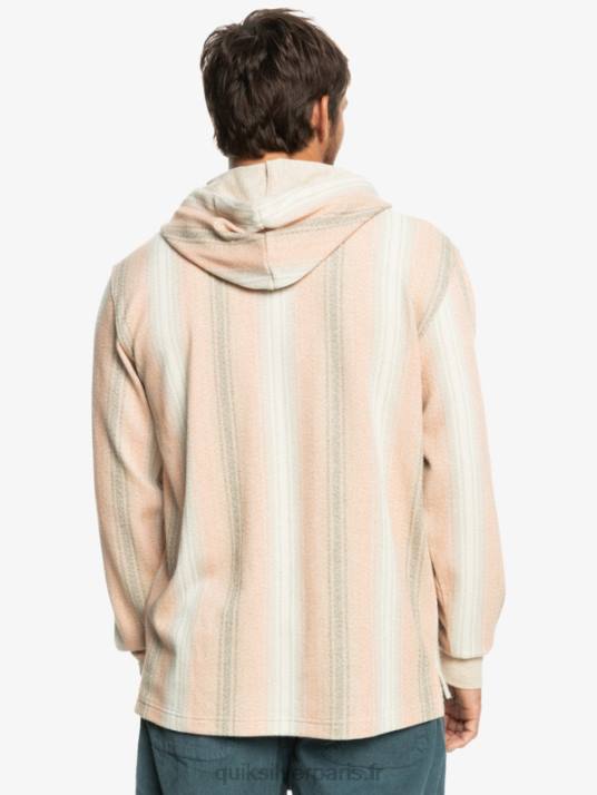 Hommes Quiksilver sweat à capuche baja henley D6PT1097 rayure baja praliné